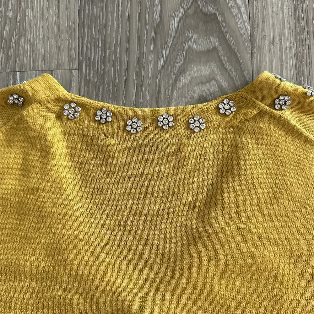 ZARA Yellow Embellished Cardigan - Picture 7 of 8